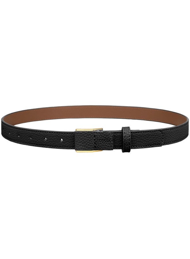 VONMELLI Skinny Leather Belt for Women Ladies Black Thin Waist Belts for Fashion Dress Jeans Pants, S - Image 1